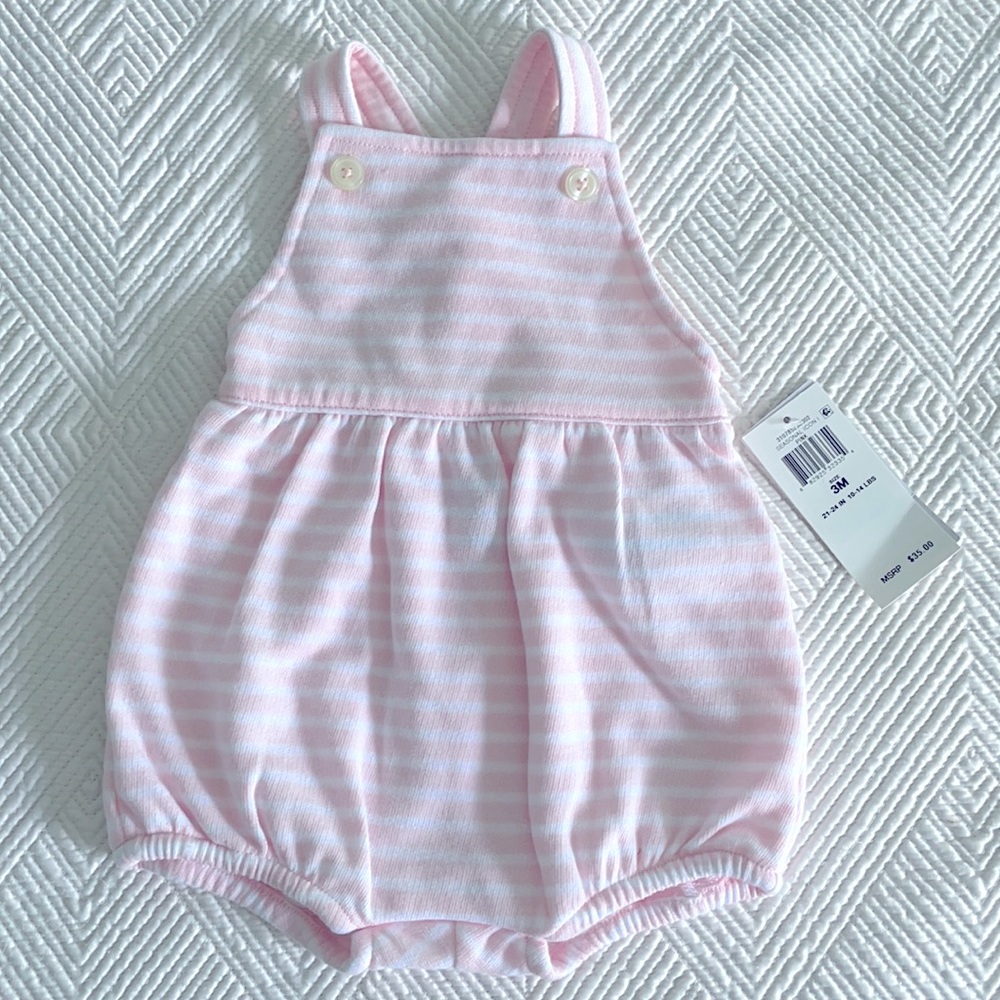Ralph Lauren Baby Girls Striped Bubble Shortall
